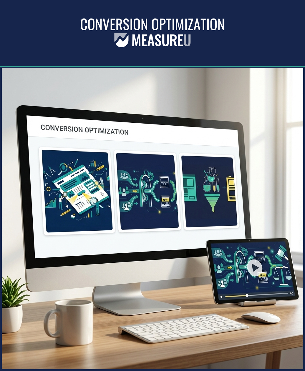 Conversion Rate Optimization Course on desktop and tablet — 2 modules across 10 lessons